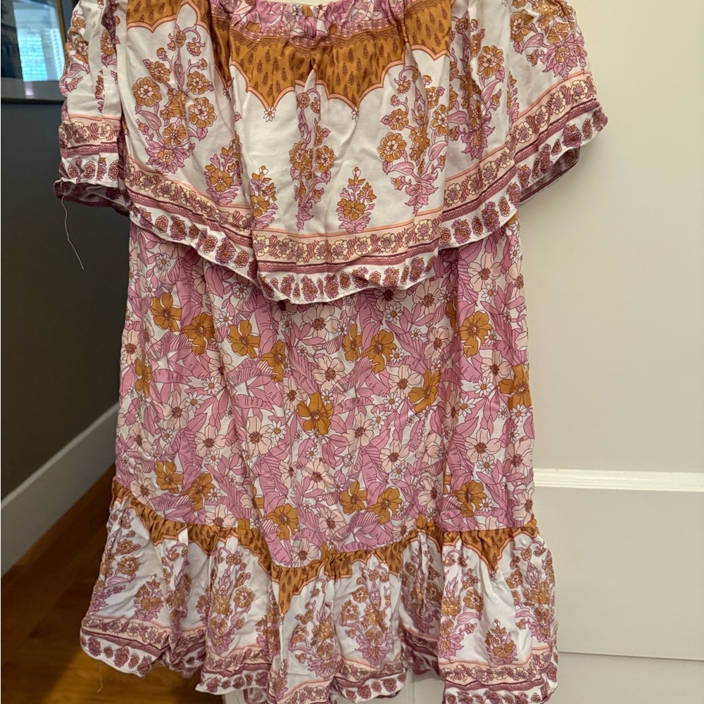 Strapless Floral Pink Dress